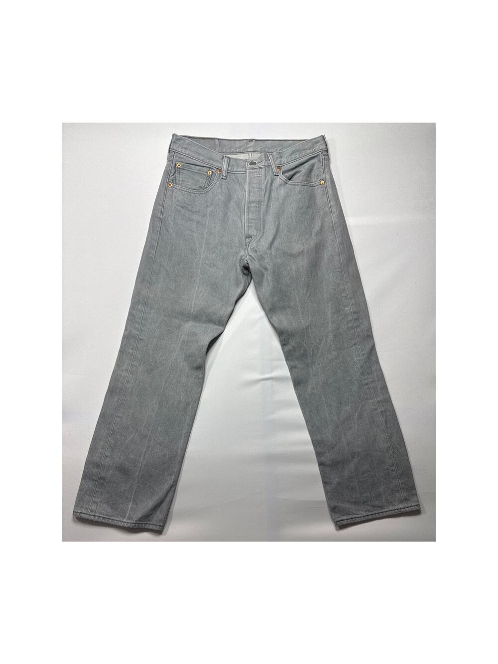 Levi's 501 Men's Button Fly Straight Leg Gray Jeans - Size 34x30 (32x27.5) - Picture 1 of 7